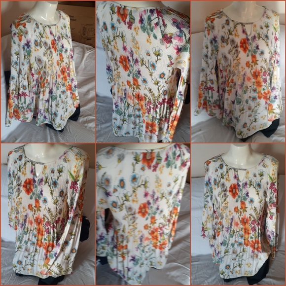Charlie B New Beautiful Flowy Flower Blouse Tunic - Picture 9 of 16